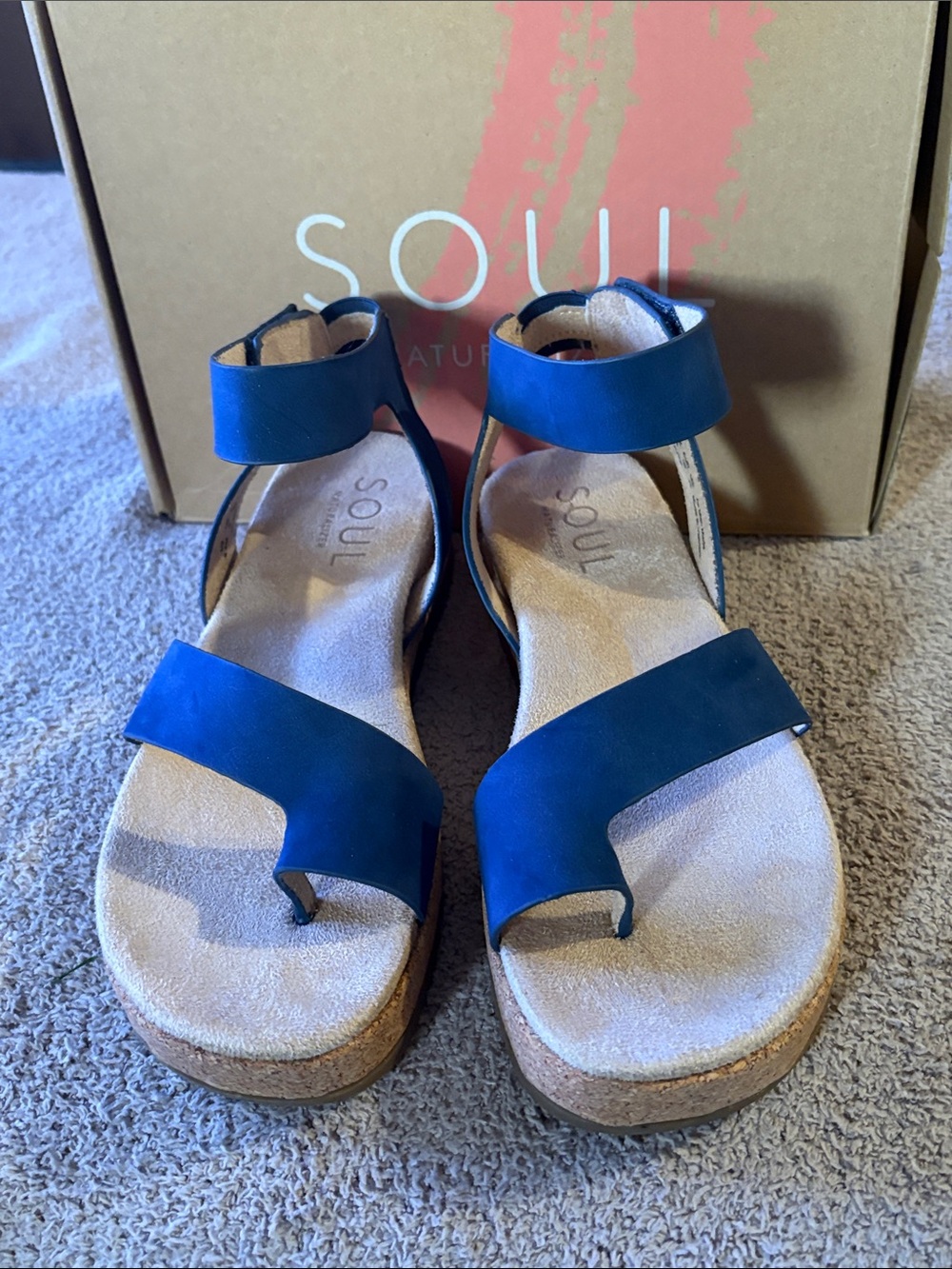 SOUL Naturalizer Women's Navy Blue Cork Wedge Sandals